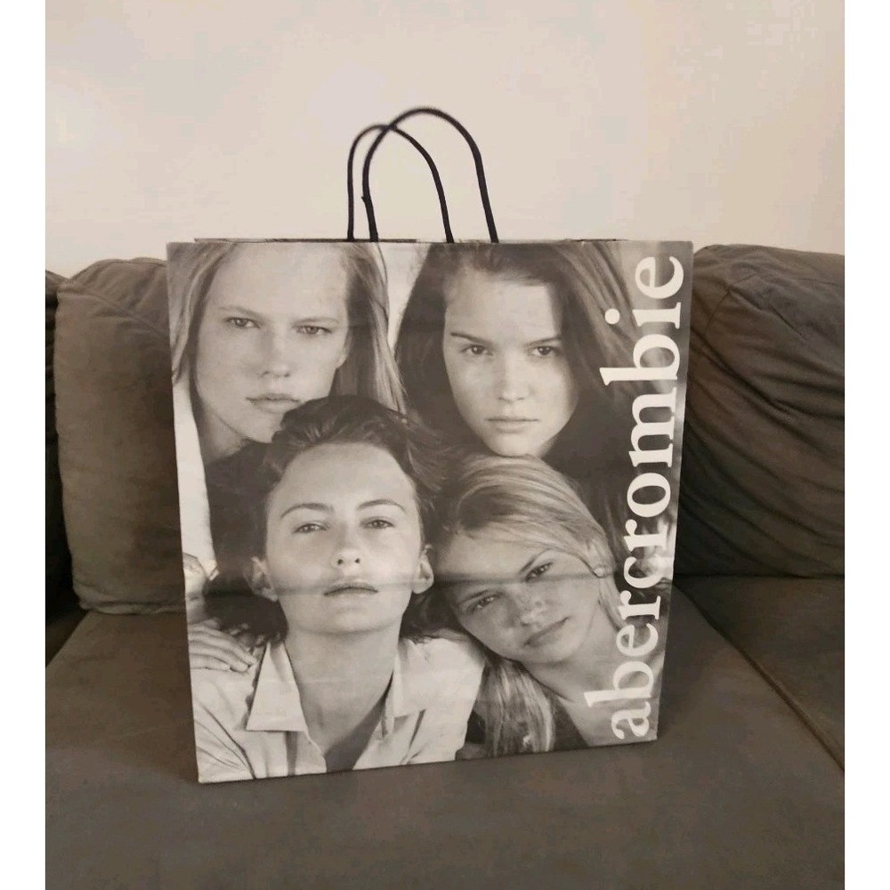 Vtg Abercrombie Fitch Paper Shopping Bag Cloth Handles Back To School 2006 - Picture 3 of 7